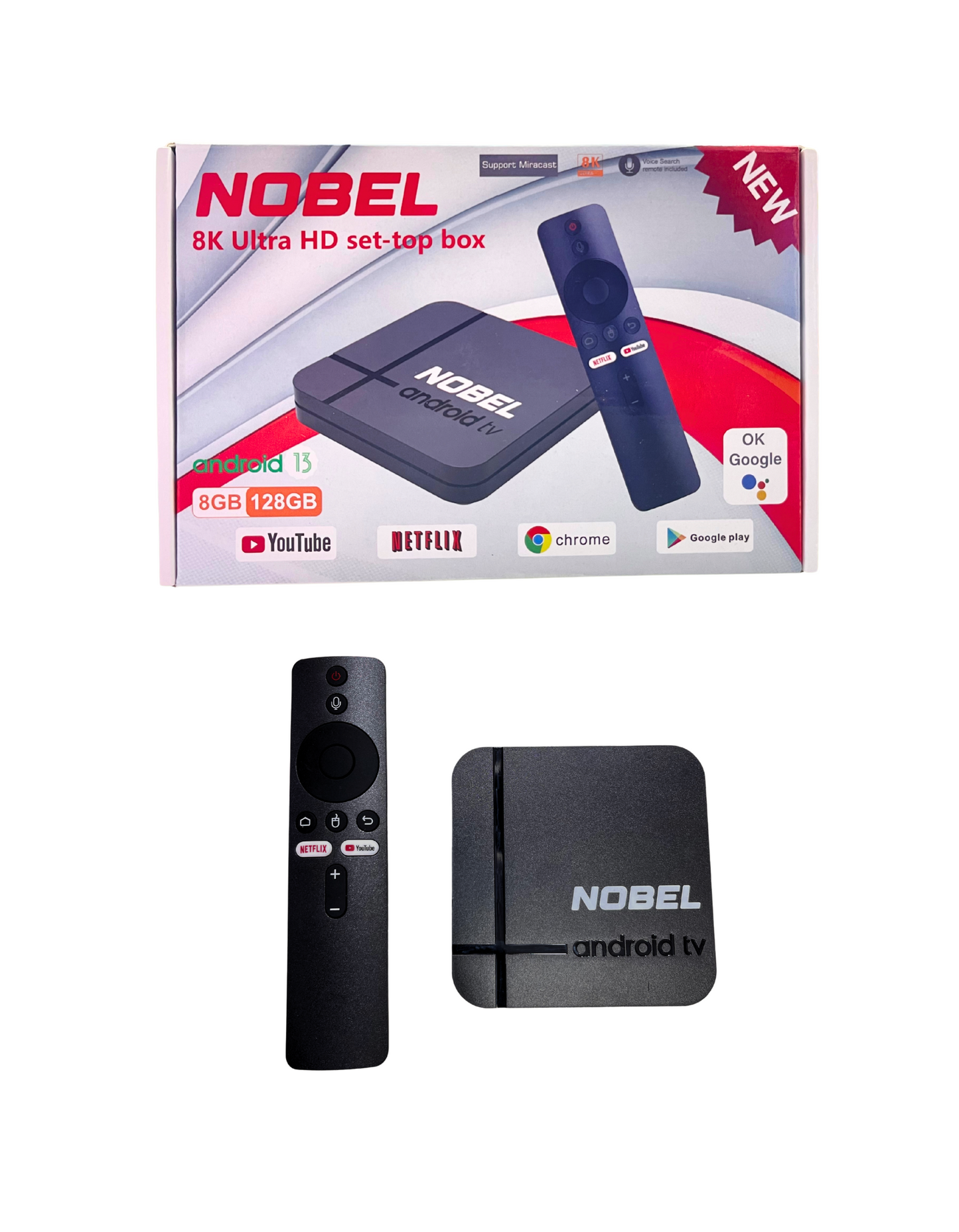 Nobel Android TV Box | Voice Control | 8Gb Ram,128GB Rom | Latest Version